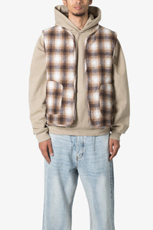 Brushed Plaid Vest | Brown x White