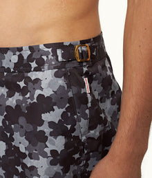 Bulldog Blossom Print Mid-Length Swim Shorts | Piranha Grey