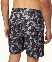 Bulldog Blossom Print Mid-Length Swim Shorts | Piranha Grey