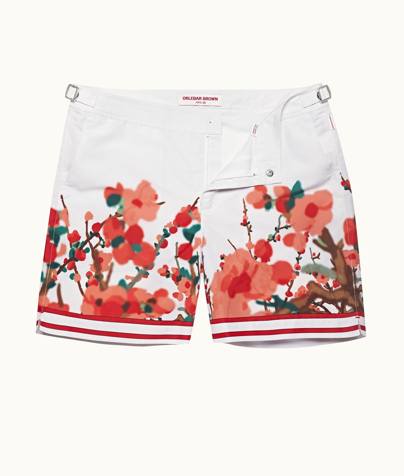 Bulldog Blossom Season Print Mid-Length Swim Shorts | Red