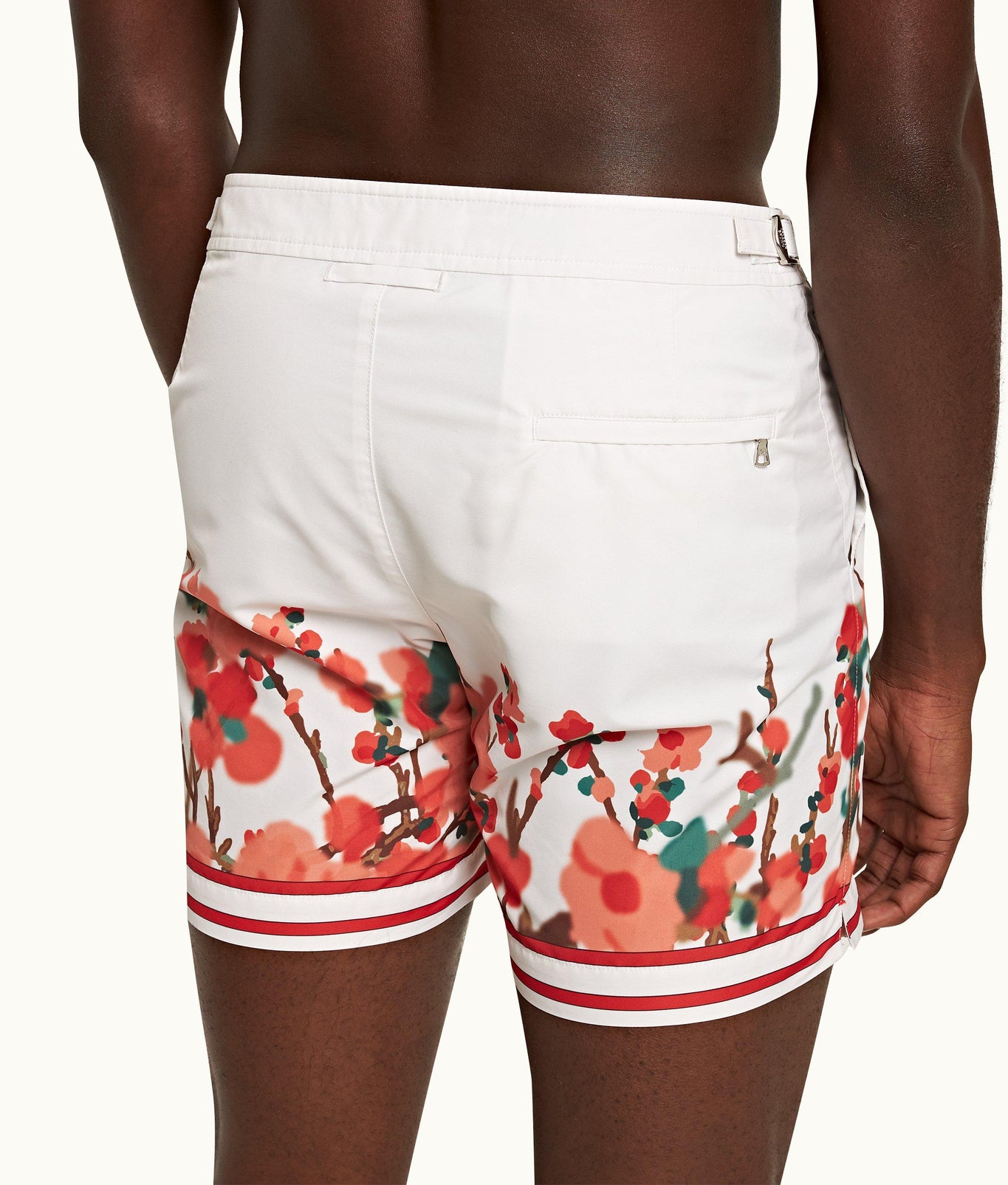 Bulldog Blossom Season Print Mid-Length Swim Shorts | Red