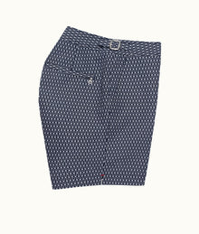 Bulldog Geo Pointpart Mid-Length Swim Shorts | Midnight Navy/White