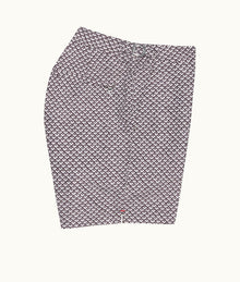 Bulldog Geo Print Mid-Length Swim Shorts | Truffle/White Sand