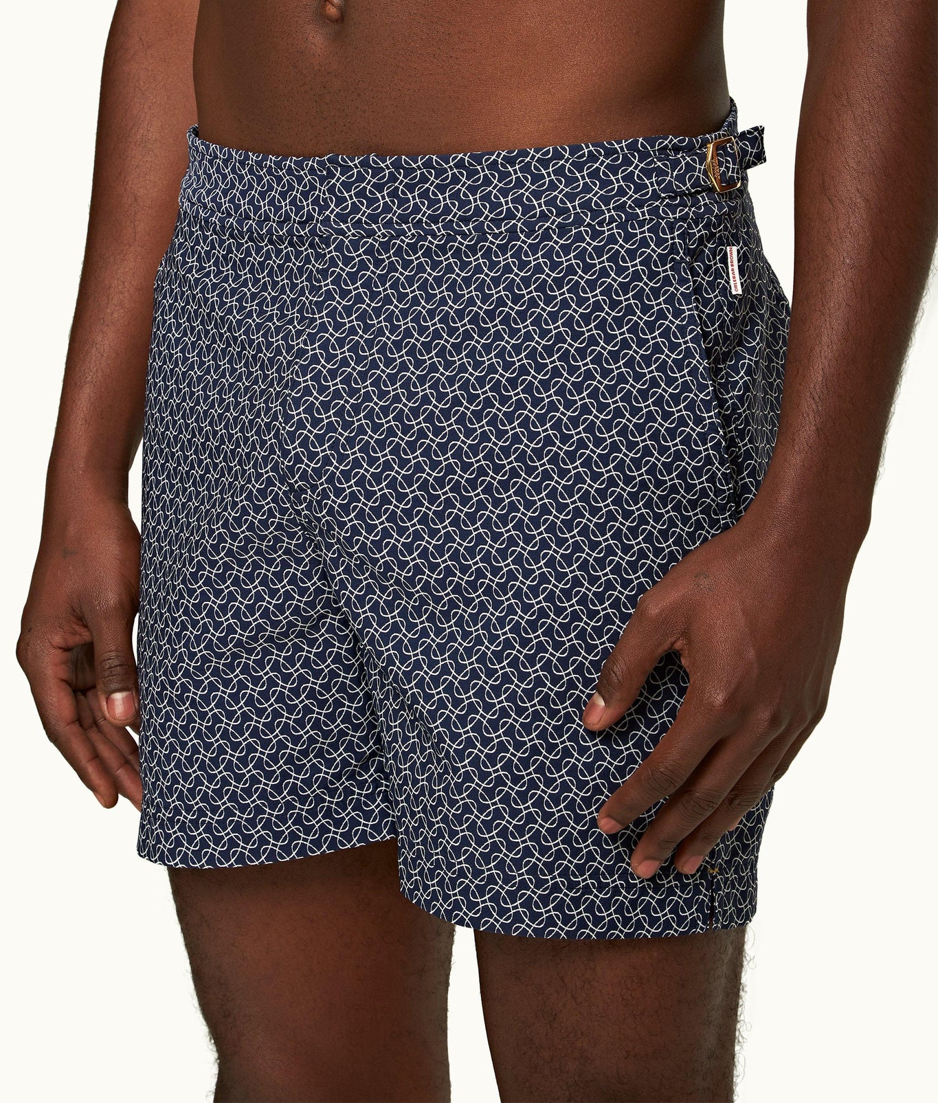Bulldog Geometric Orb Jacquard Mid-Length Swim Shorts | Night Iris/White Sand