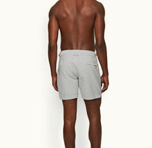 Bulldog Geometric Orb Jacquard Mid-Length Swim Shorts | White Sand/Night Iris