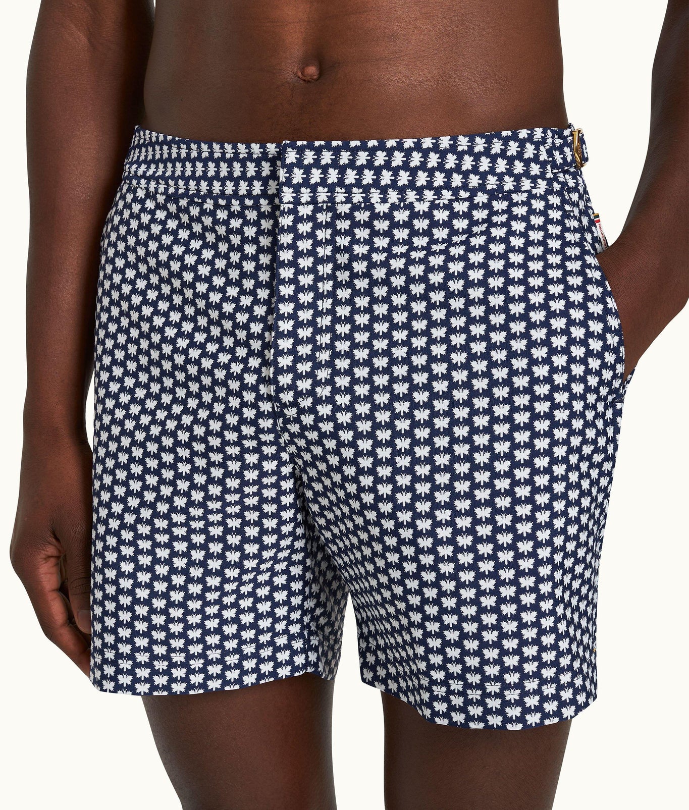 Bulldog Jacquard Flutter Jacquard Mid-Length Swim Shorts Woven | Night Iris/White Sand
