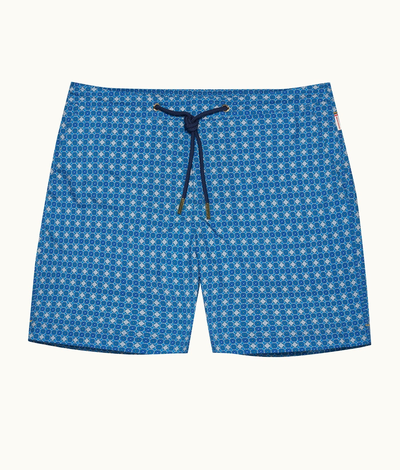 Bulldog Mid-Length Geometric Print Drawcord Swim Shorts | River Blue