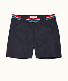 Bulldog O.B Stripe Belt Mid-Length Swim Shorts | Night Iris