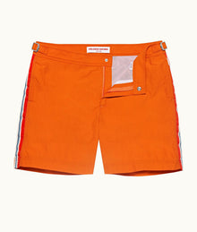 Bulldog Palm Stripe Tape Mid-Length Swim Shorts | Tiger Lily