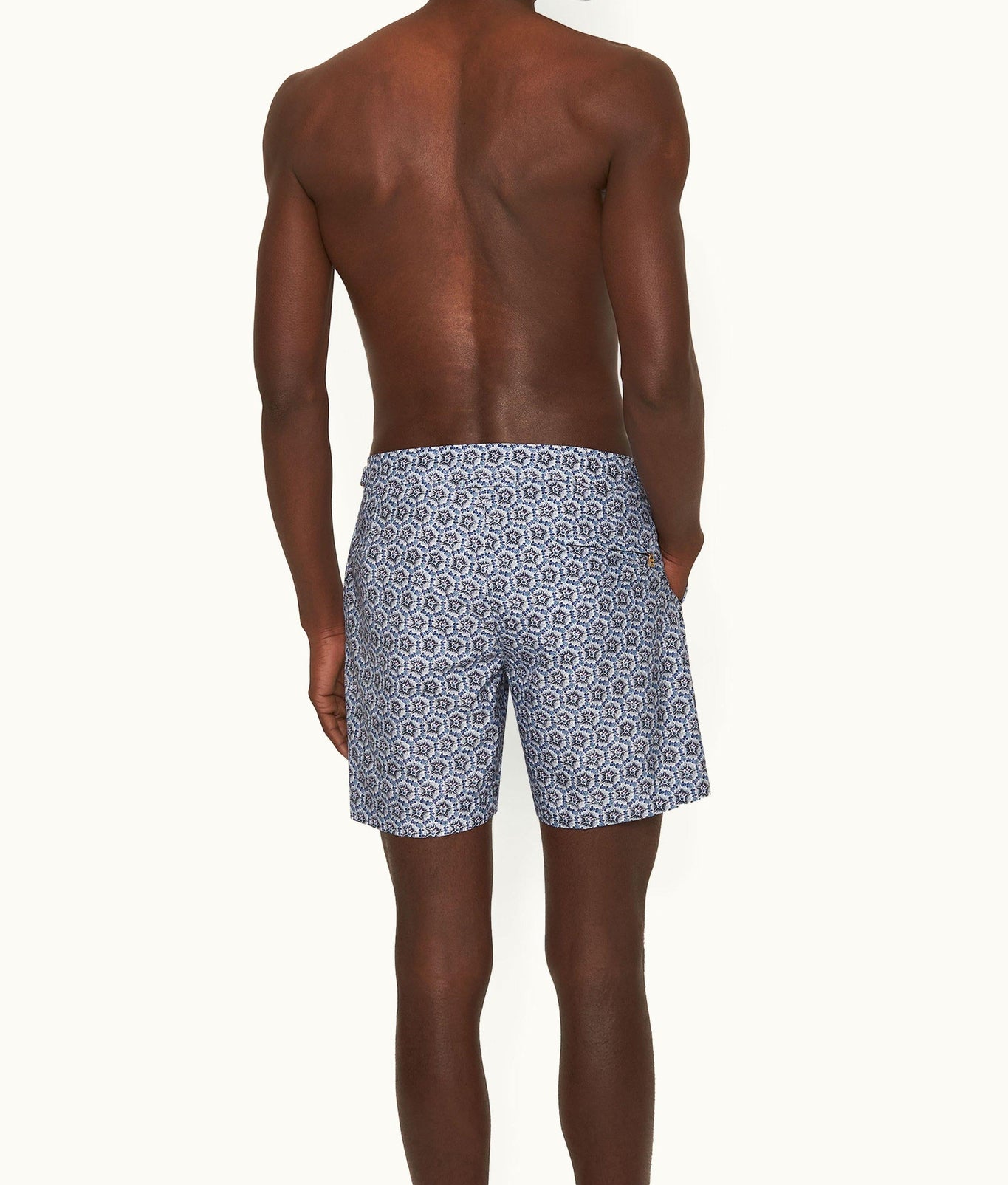 Bulldog Roseate Print Mid-Length Swim Shorts | Azul Blue