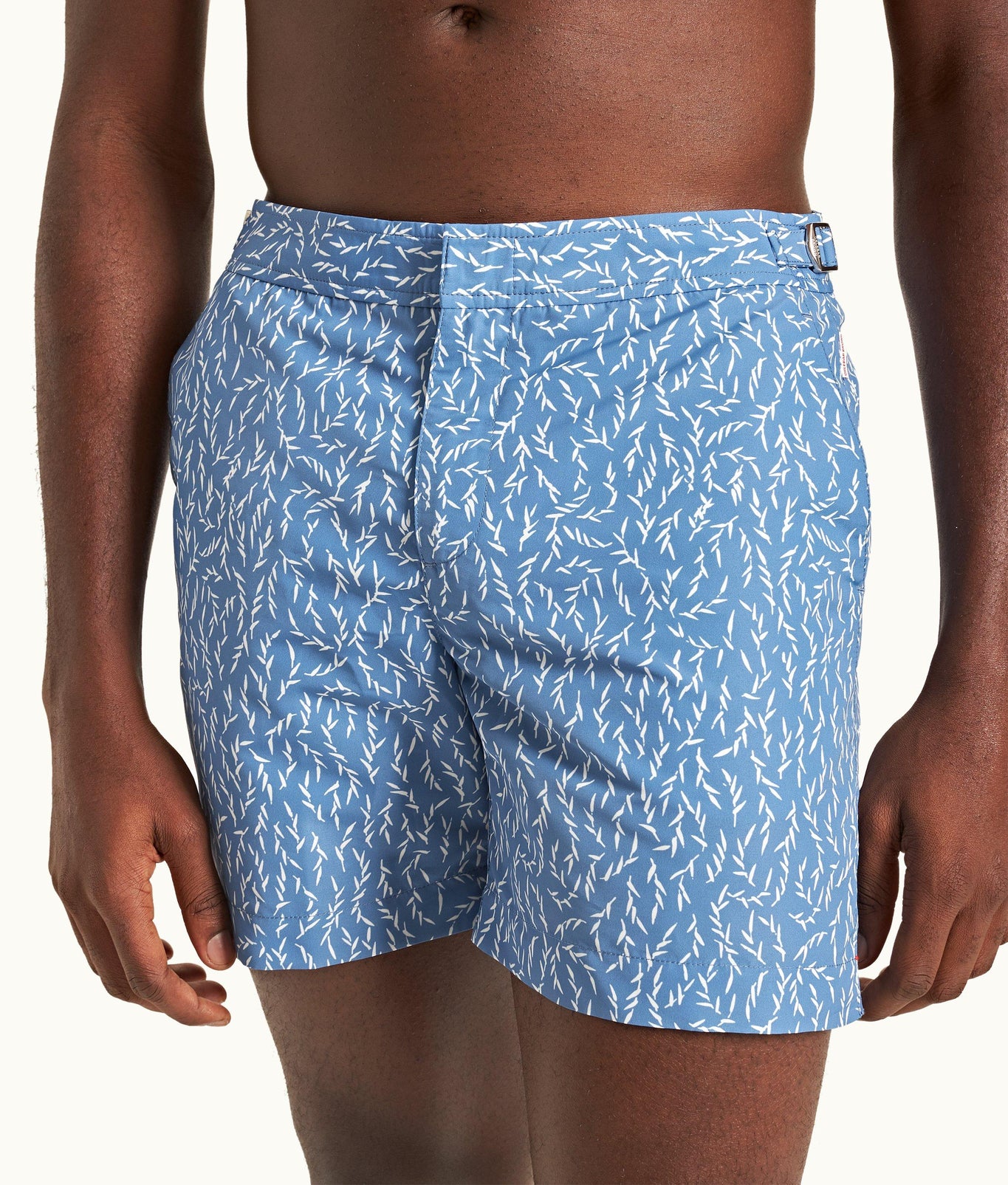 Bulldog Sedge Print Mid-Length Swim Shorts | Springfield Blue