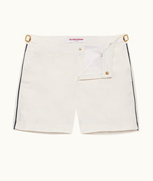 Bulldog Tape Insert Mid-Length Swim Shorts | White Sand