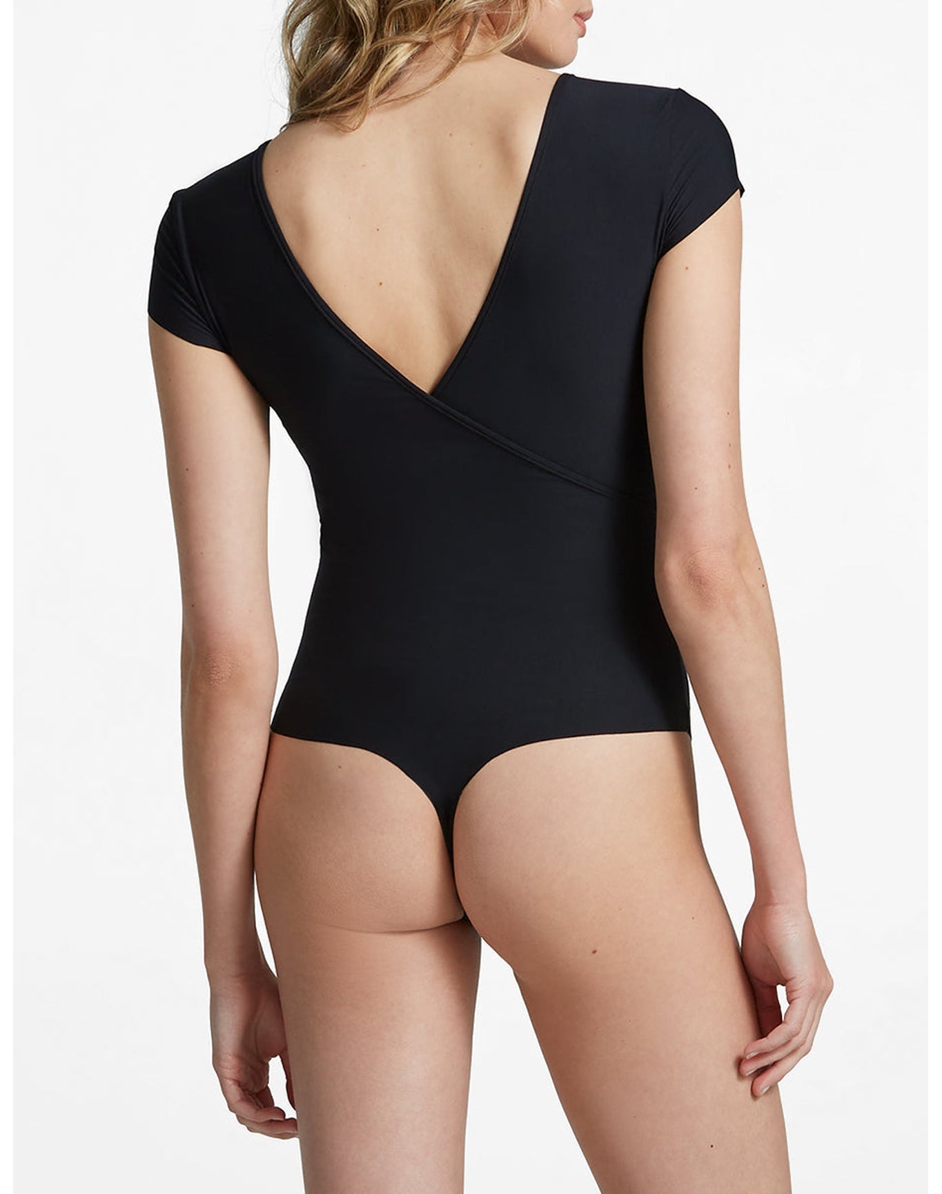 Butter Cap Sleeve Wrap Bodysuit | Black