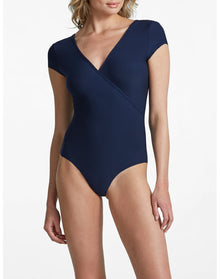 Butter Cap Sleeve Wrap Bodysuit | Navy