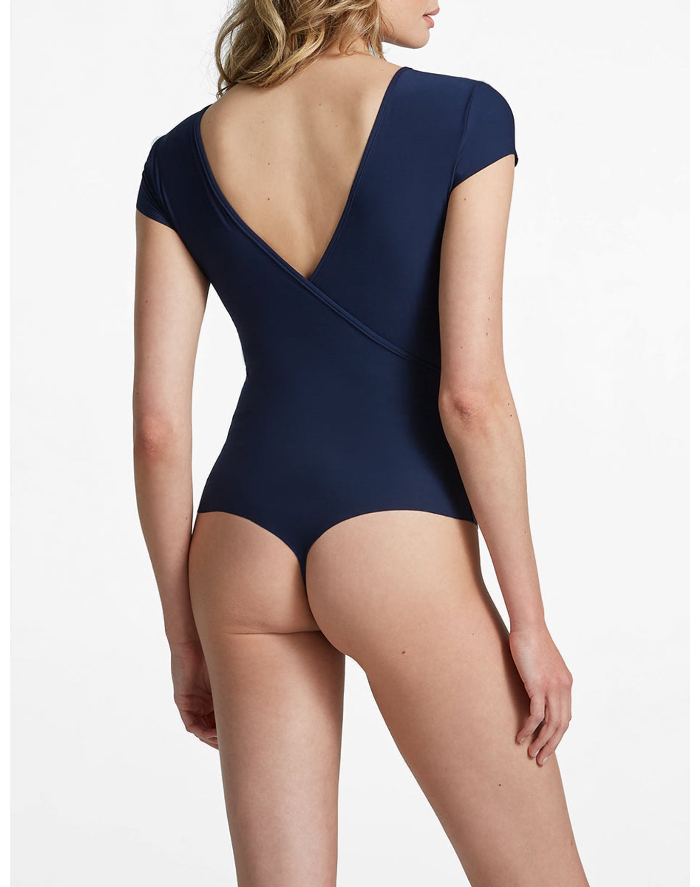 Butter Cap Sleeve Wrap Bodysuit | Navy