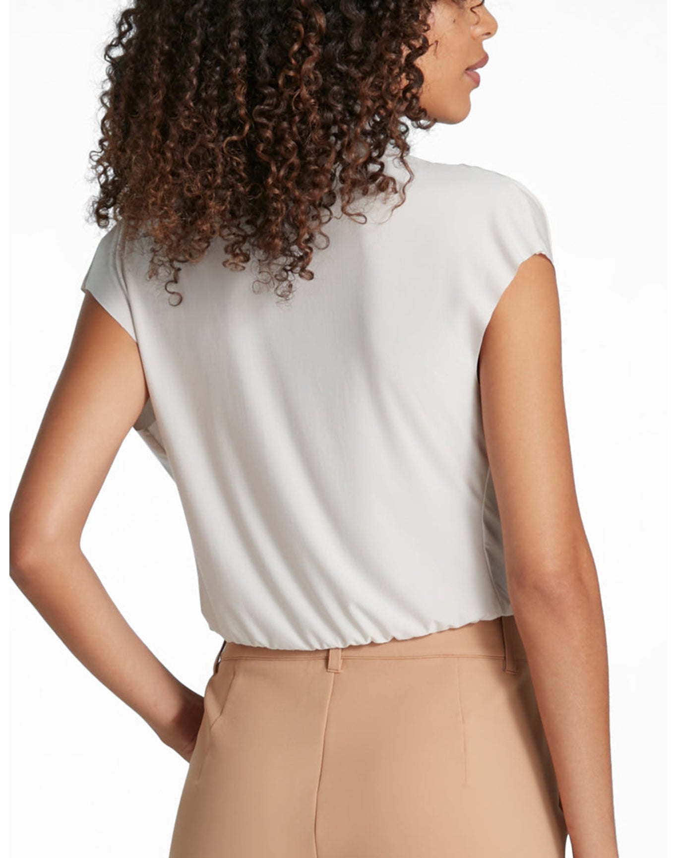 Butter Draped Mockneck Short Sleeve Crop Top | Porcelain