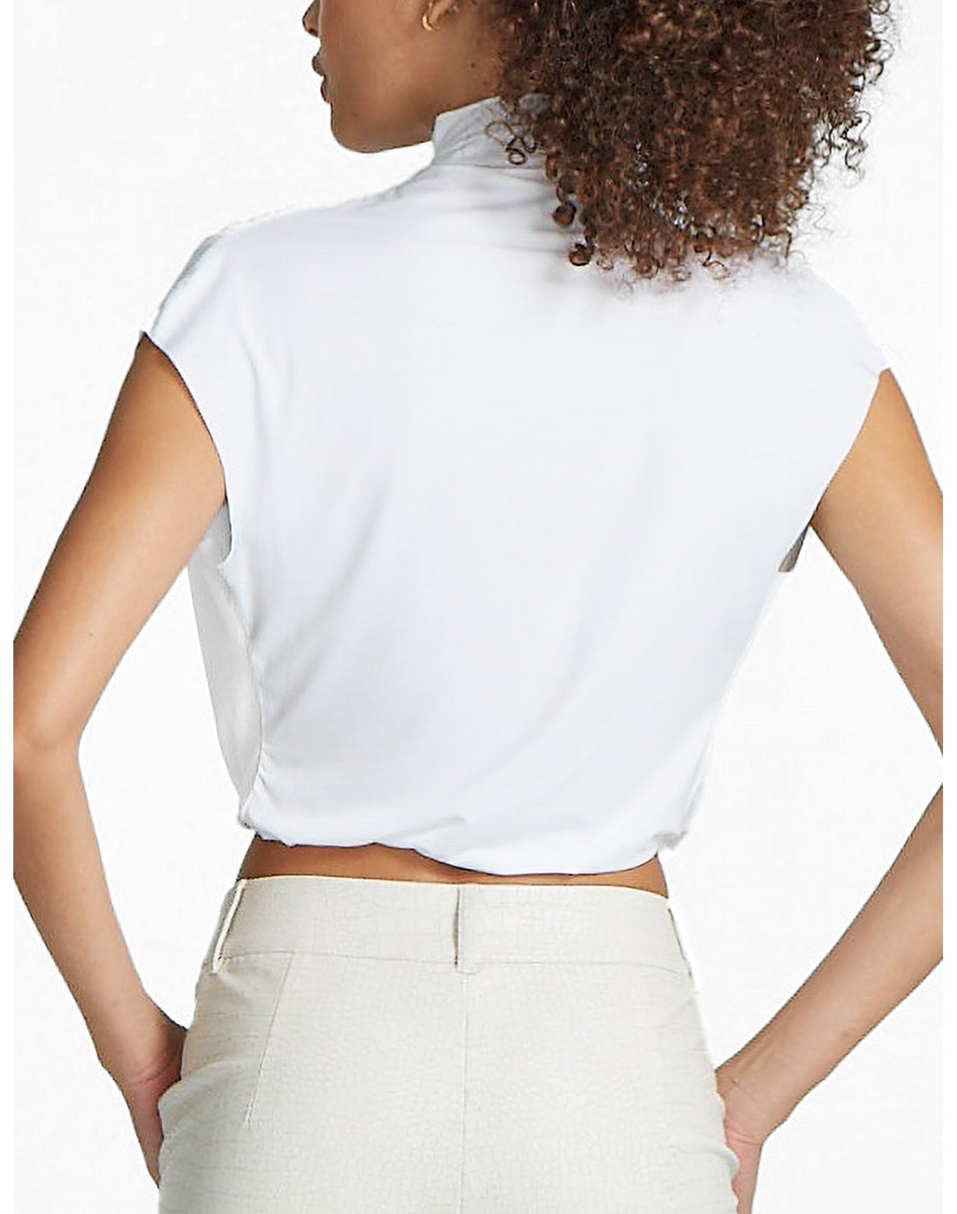 Butter Draped Mockneck Short Sleeve Crop Top | White