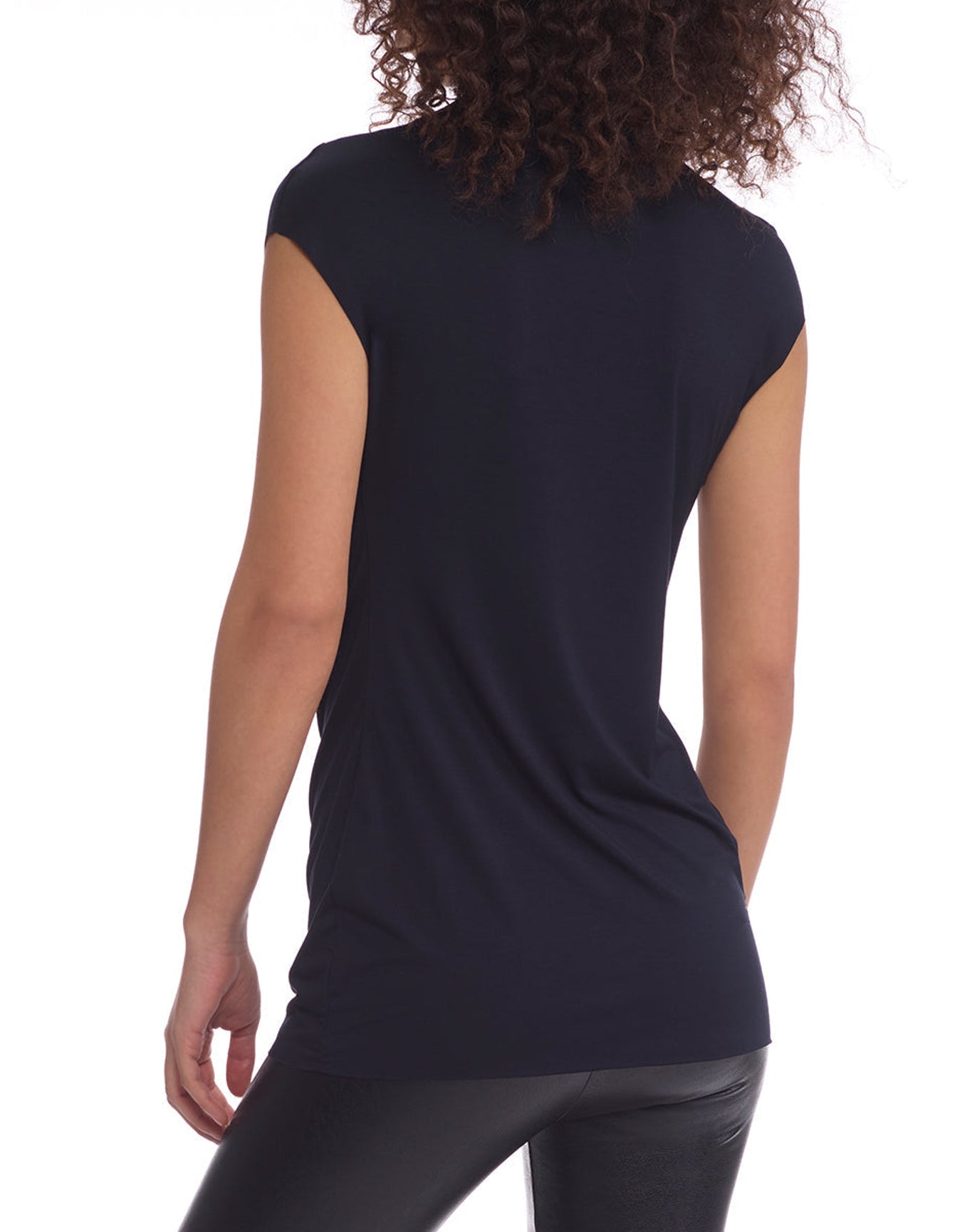 Butter Draped Mockneck Short Sleeve Top | Black