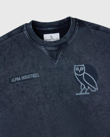 Mens | Alpha Industries Garment Dyed Crewneck | Replica Blue