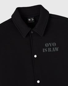 Mens | WWE Raw Is War Fleece Coaches Jacket | Black
