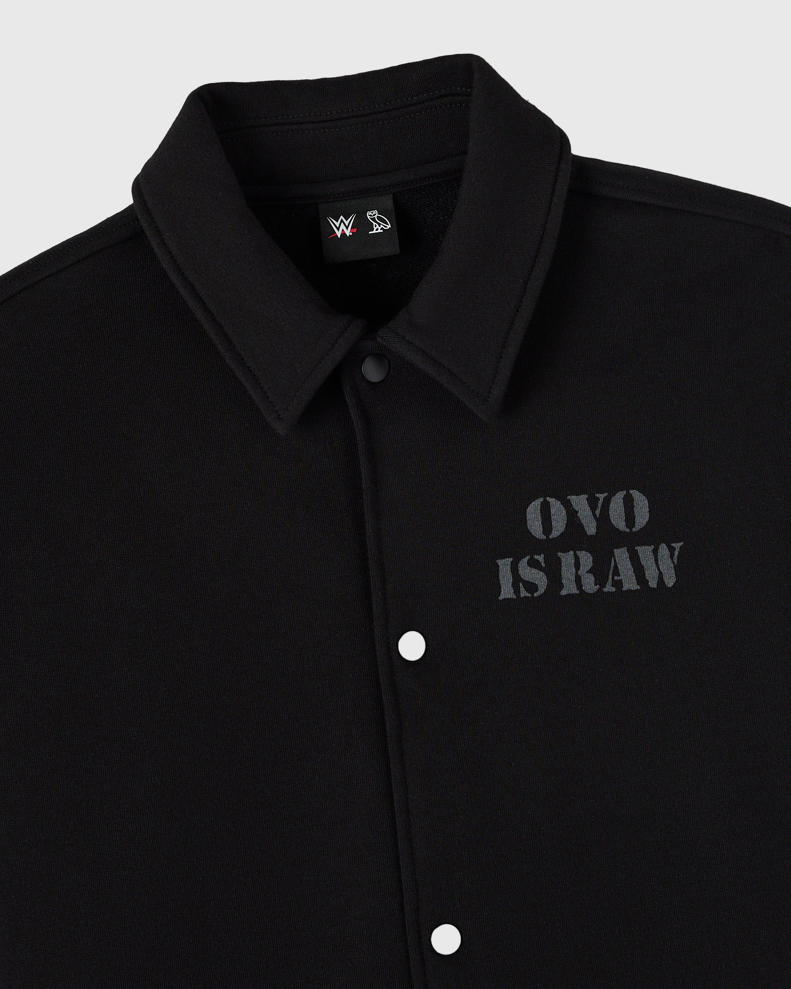 Mens | WWE Raw Is War Fleece Coaches Jacket | Black