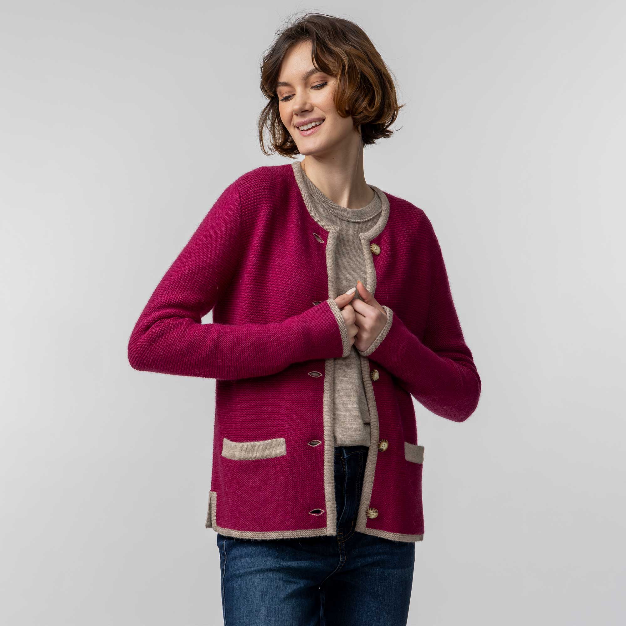Women | Innsbruck Cardigan | Blush / Light Taupe