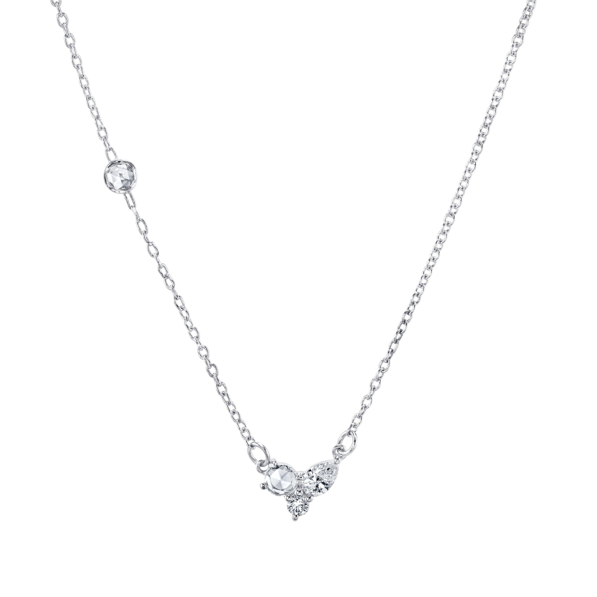 Women | Woven Cluster Necklace | 14k White Gold