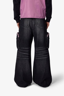 C23 Rave Double Cargo Denim | Washed Black