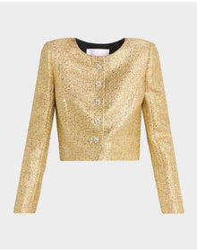 Collarless Cropped Jacket | Gold