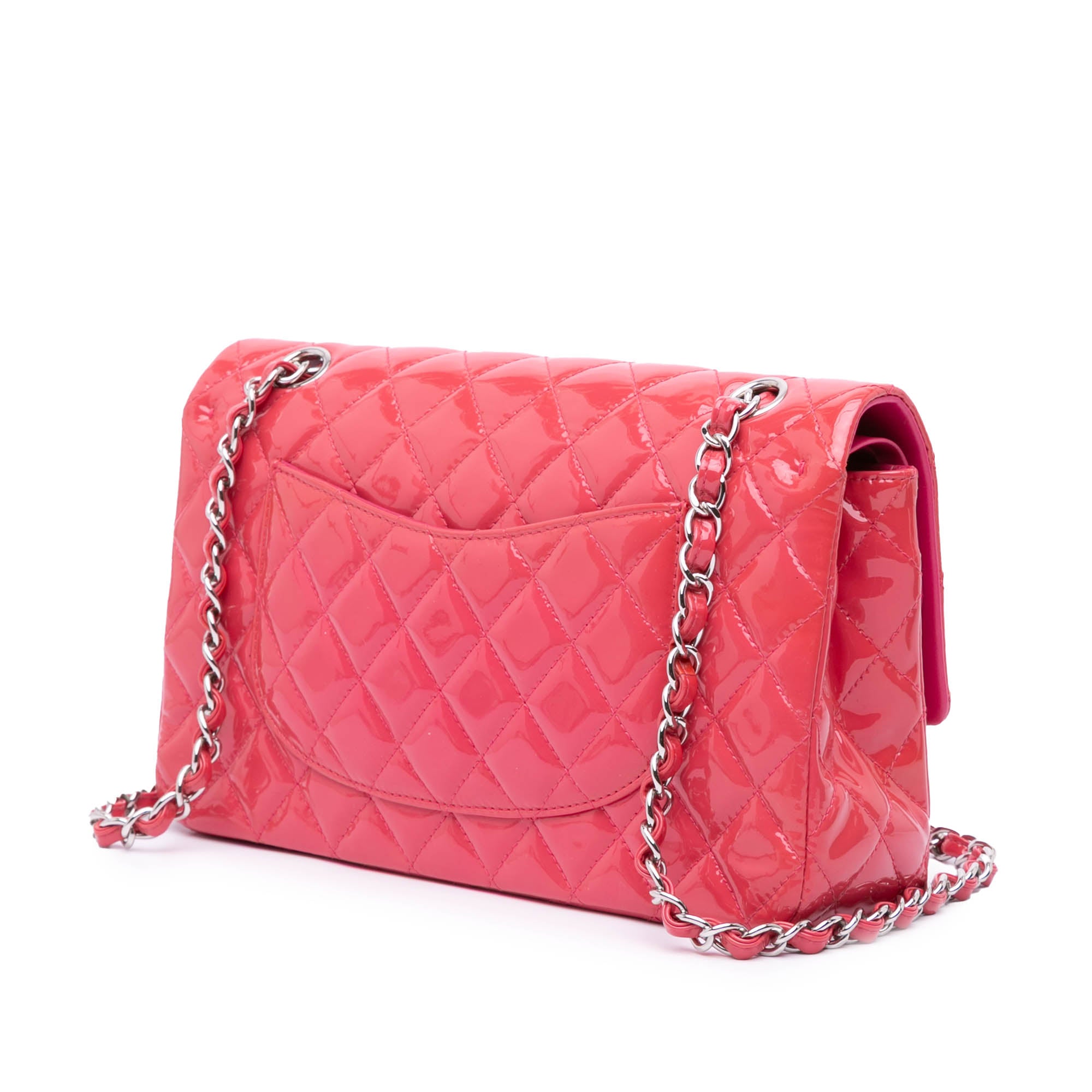 Chanel | Pre-Owned Medium Classic Patent Double Flap | Pink/Strawberry
