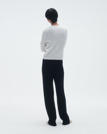 Womens | Cable Shrunken Crew | Cream