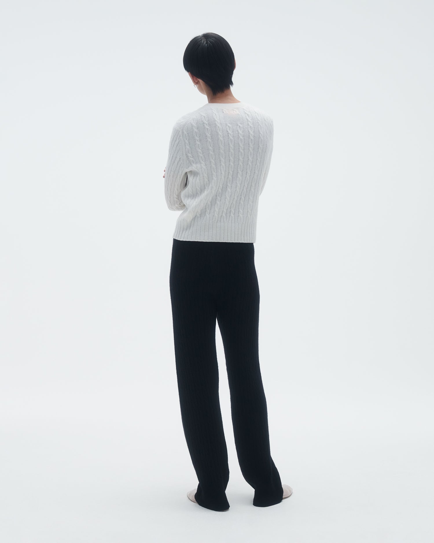 Womens | Cable Shrunken Crew | Cream
