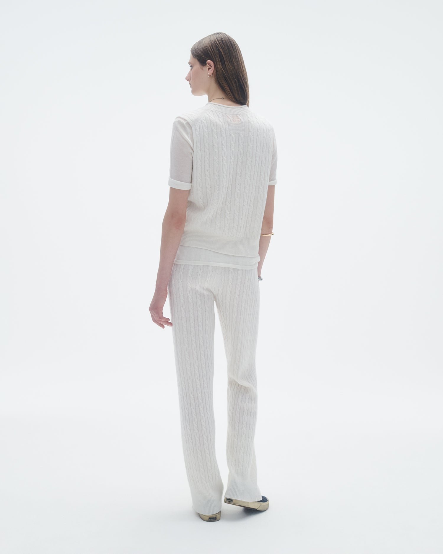 Womens | Cable Vest In Cashmere | Cream