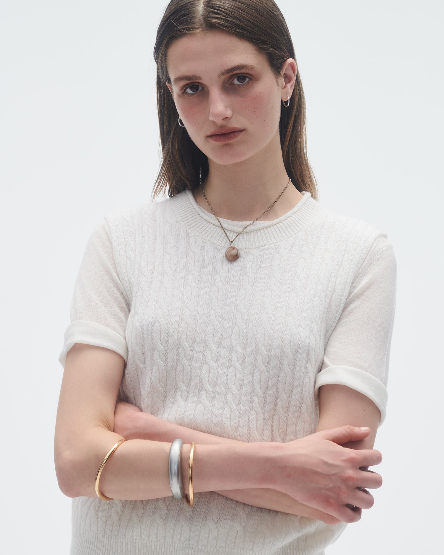 Womens | Cable Vest In Cashmere | Cream