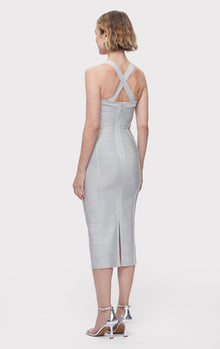 S/L Cross Back Bandage Midi Dress | Mist