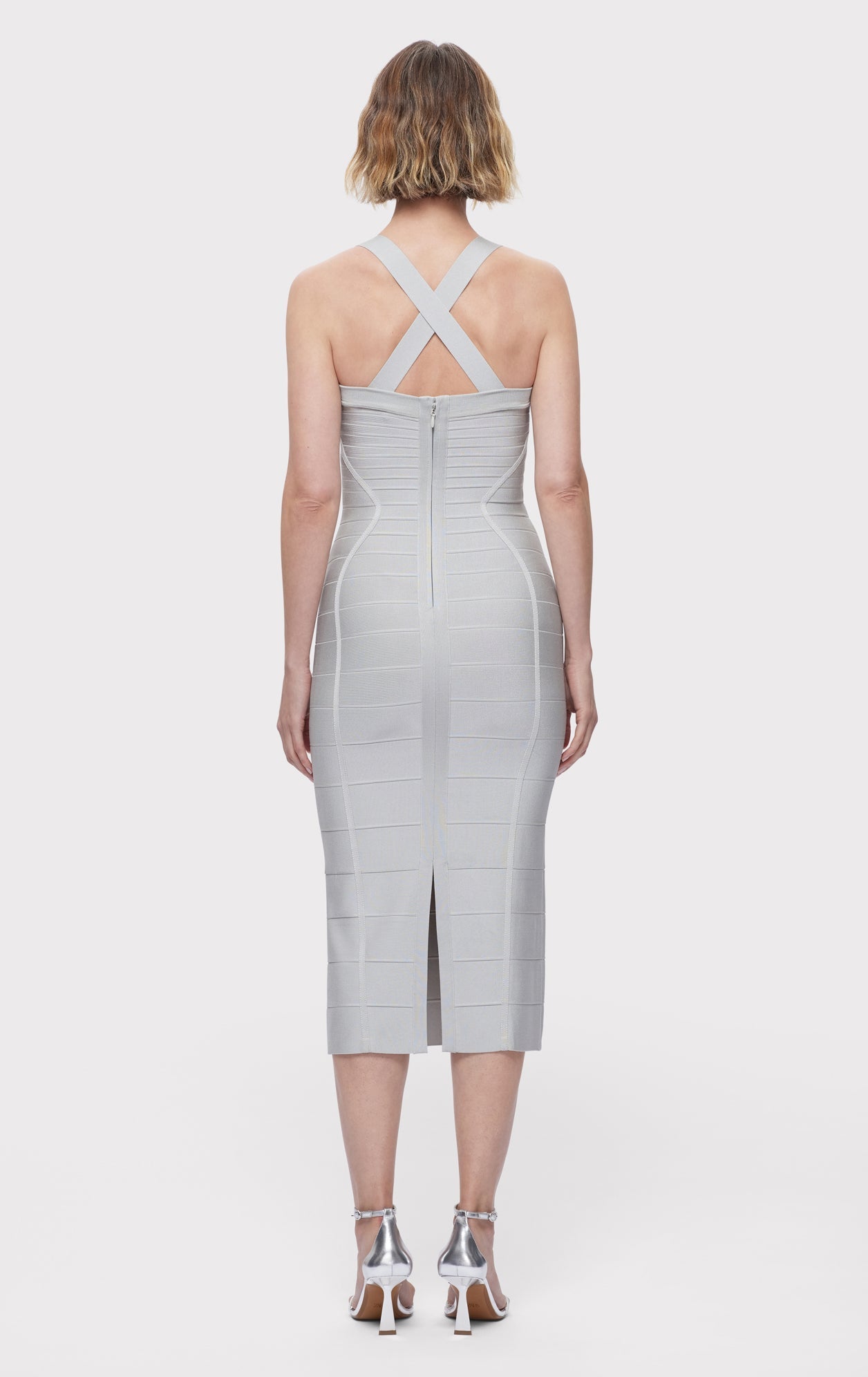 S/L Cross Back Bandage Midi Dress | Mist