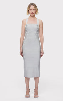 S/L Cross Back Bandage Midi Dress | Mist