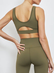 Carbon38 | Cut Out Scoop Bra In Diamond Compression | Olive