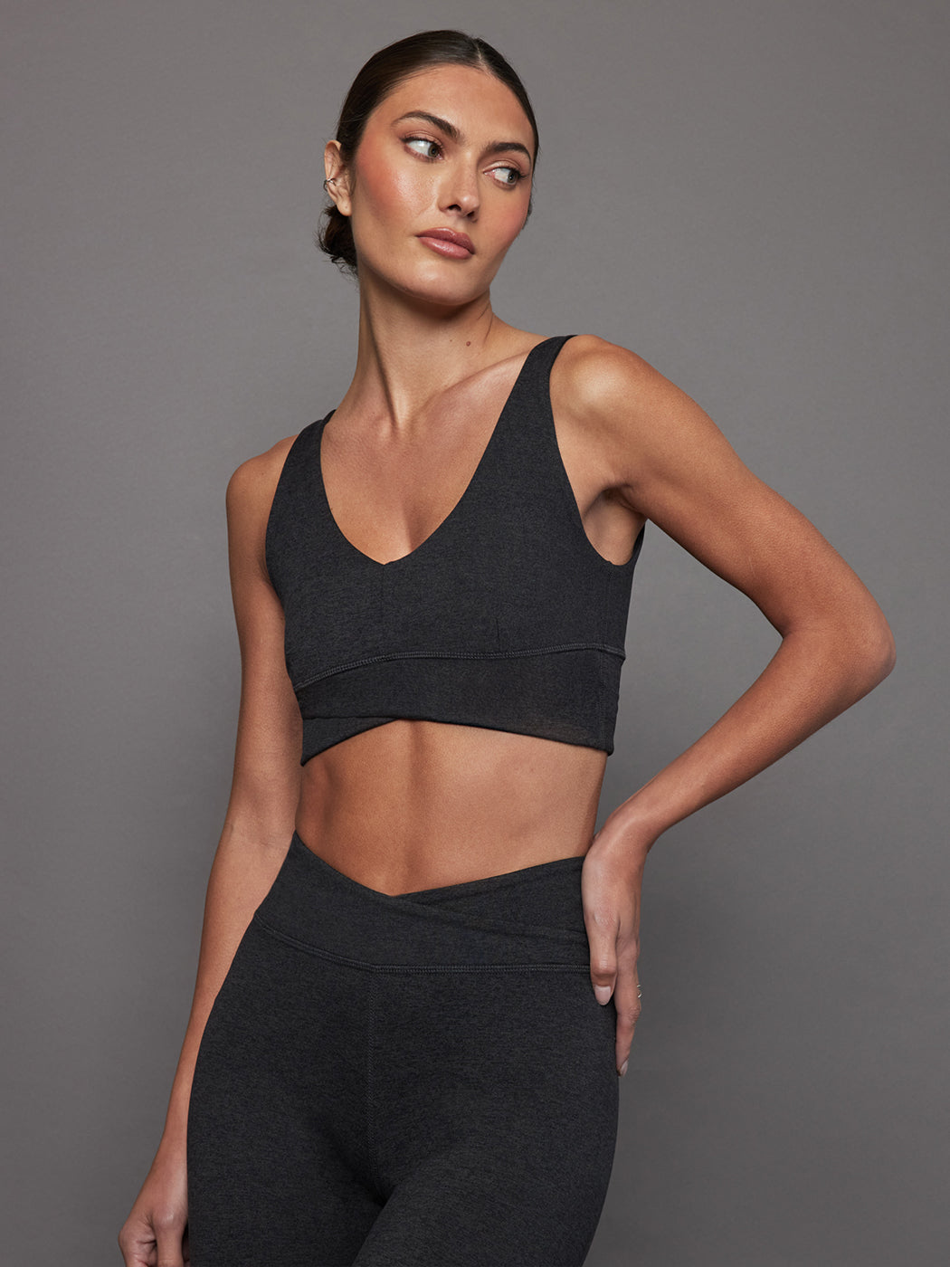 Carbon38 | Wrap Bra In Heather Melt | Charcoal Heather