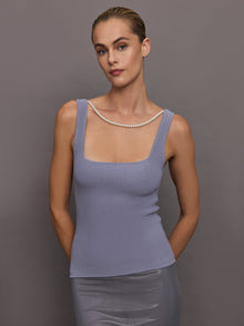 Carbon38 | Pearl Necklace Sweater Tank | Lavender Grey