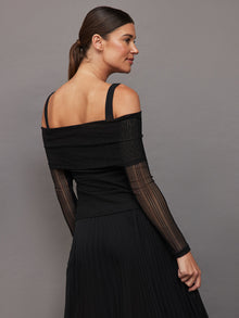 Carbon38 | Mesh Off Shoulder Top | Black