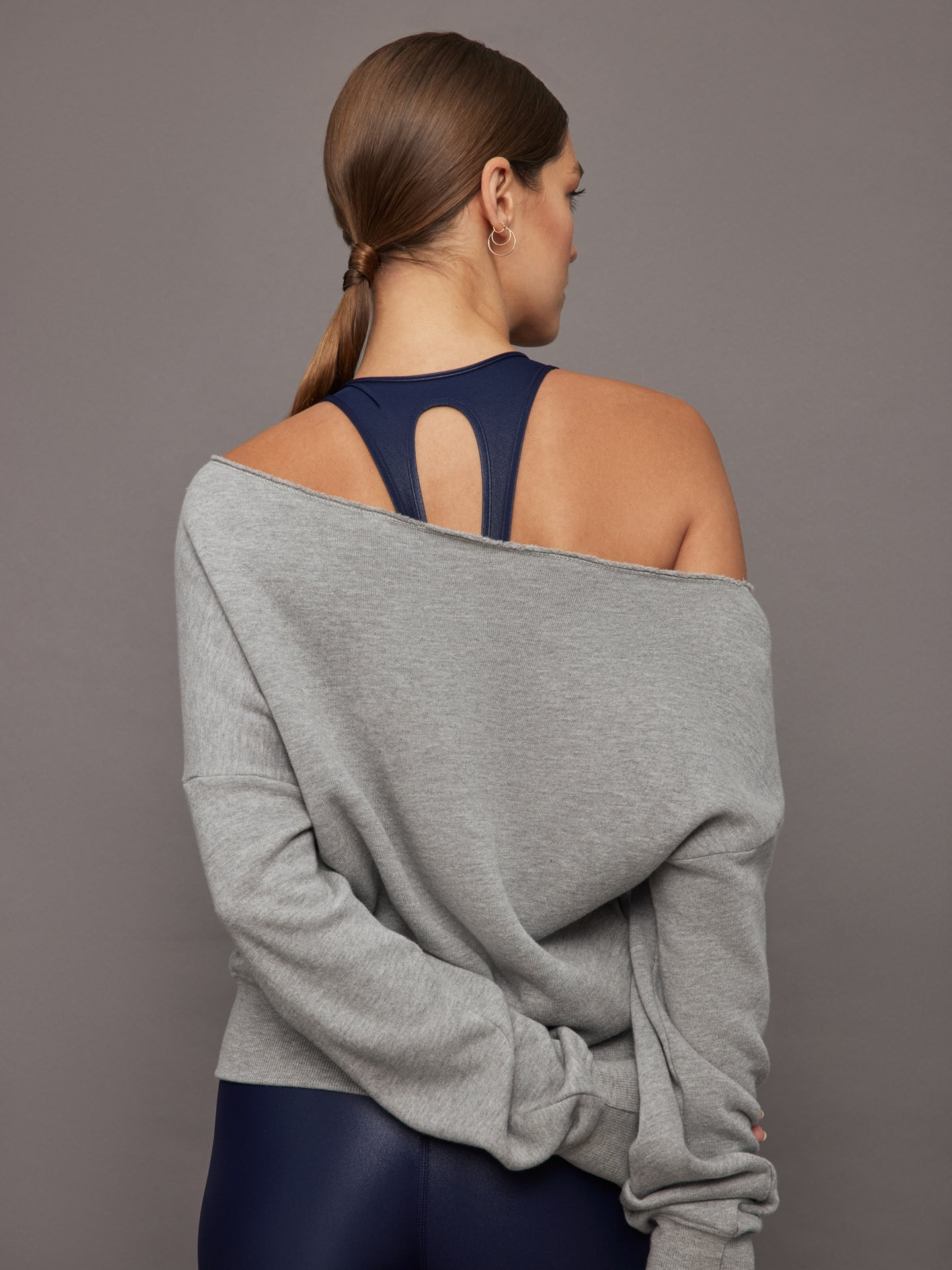 Off Shoulder Sweatshirt in French Terry | Heather Grey