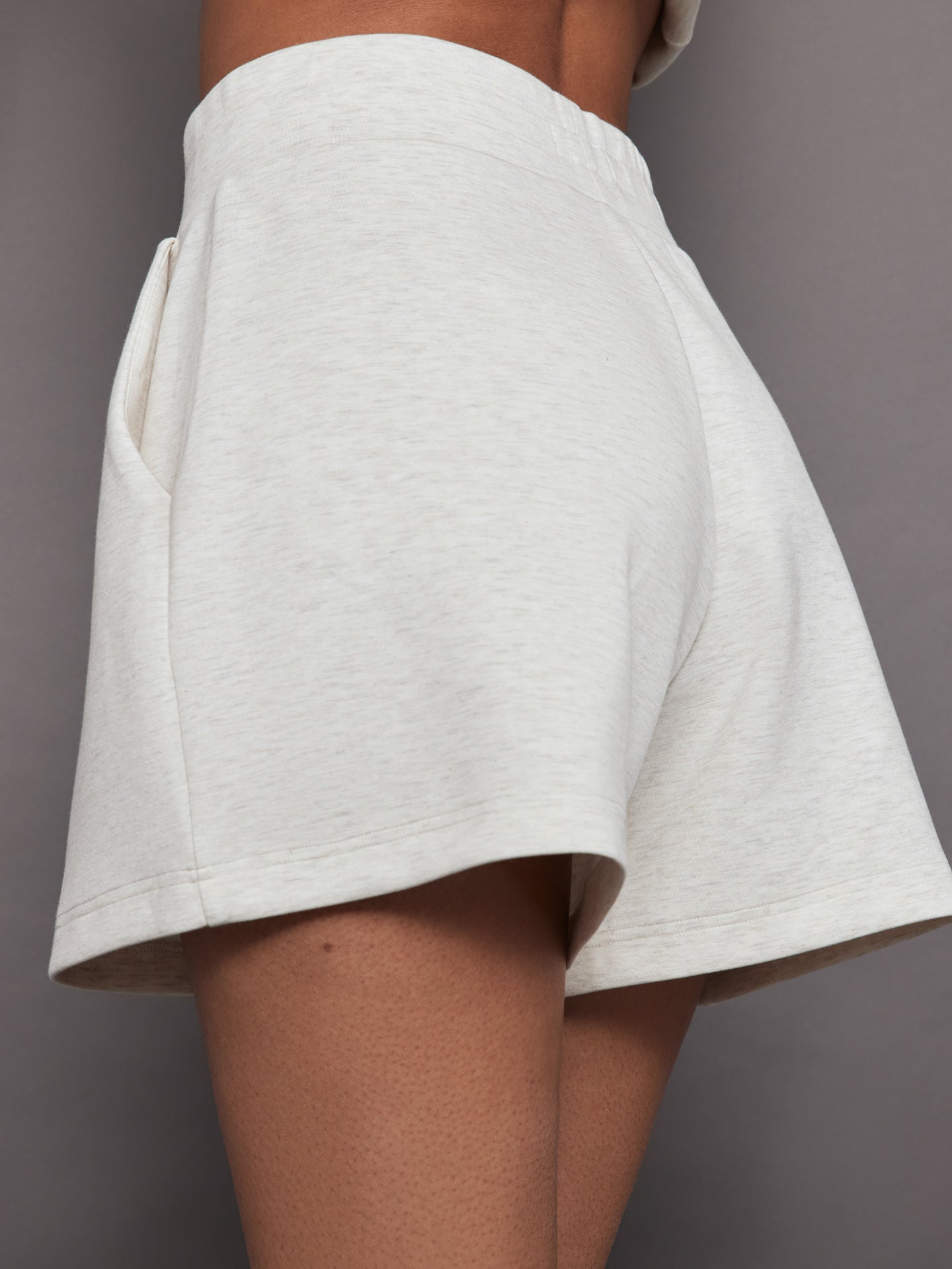 High Rise Knit Short in Interlock | Moonbeam Heather