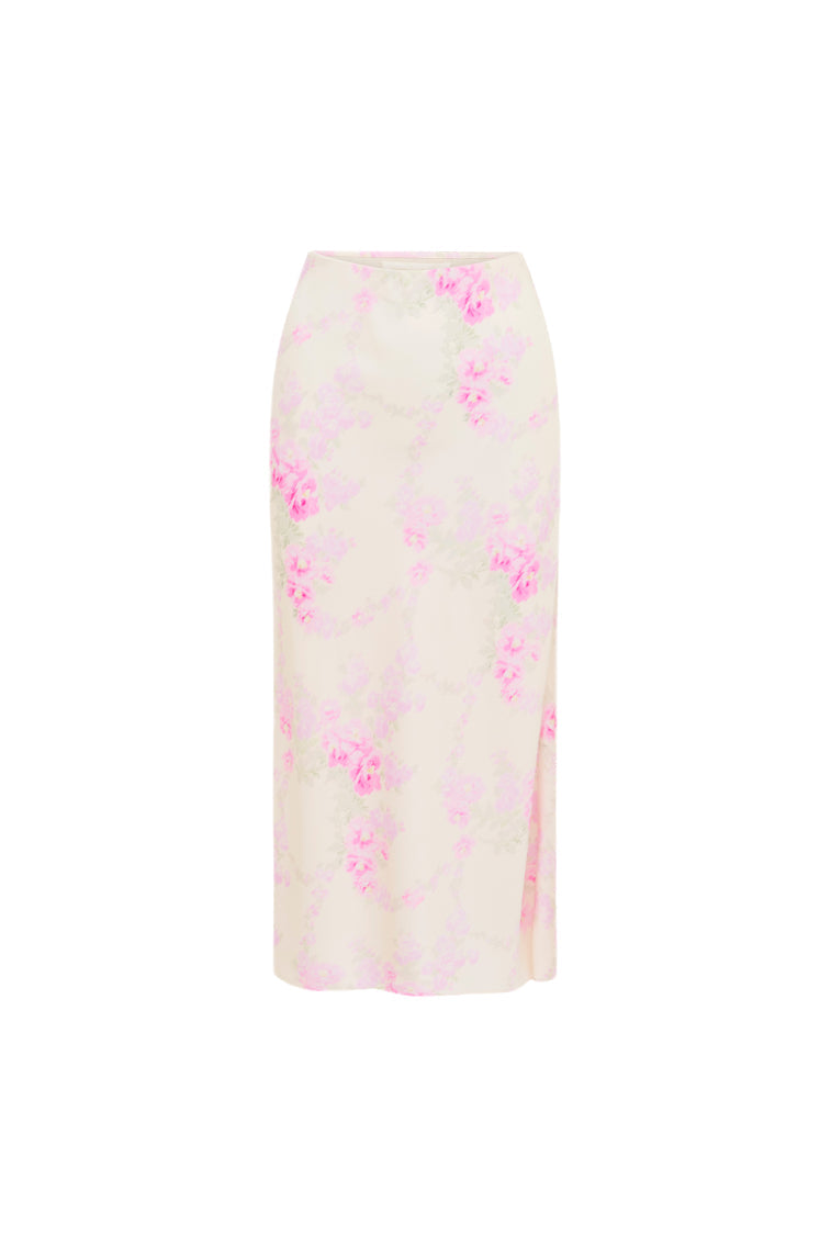 Castle Satin Floral Maxi Skirt | Vanilla Sorbet