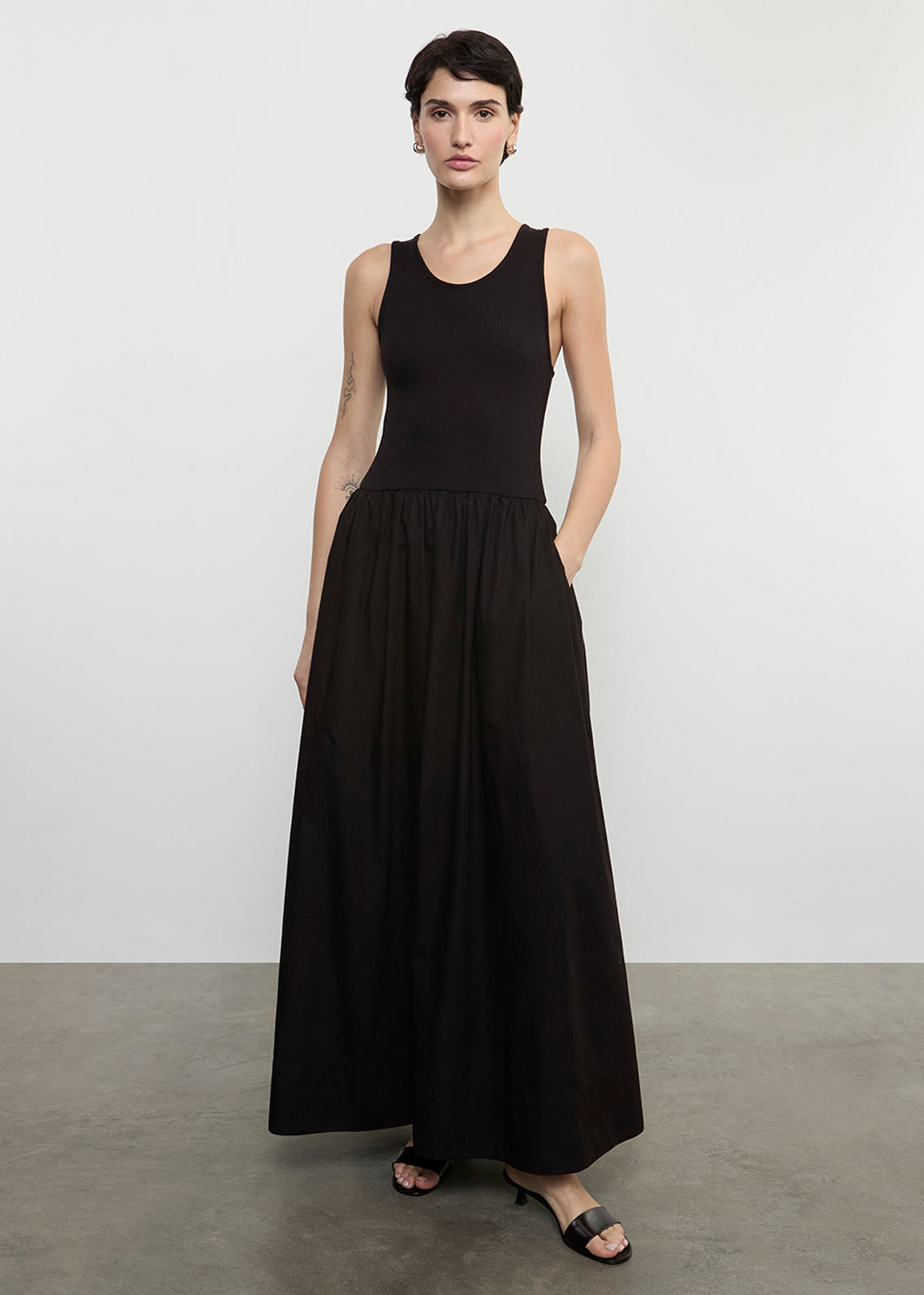 Cotton Resort Tank Dress | Black