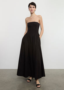 Cotton Resort Strapless Dress | Black