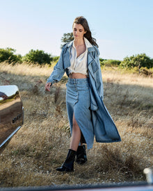 Women | Can't Forget You Denim Midi Skirt | Stonewash