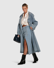 Women | Can't Forget You Denim Midi Skirt | Stonewash