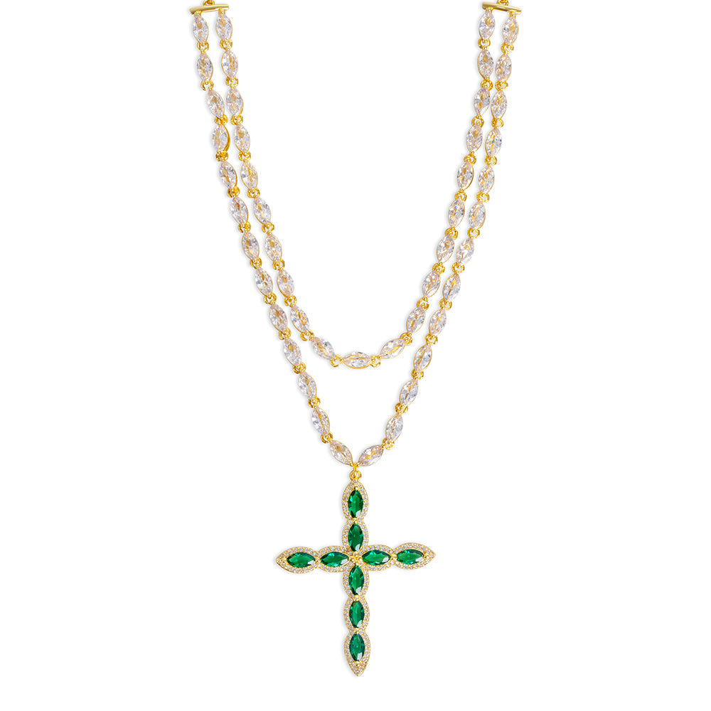 The Sagrada Emerald Cross Choker (Cindy Kimberly x The M Jewelers) | Gold Vermeil