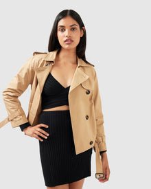 Women | Cool Nights Cropped Trench Coat | Khaki